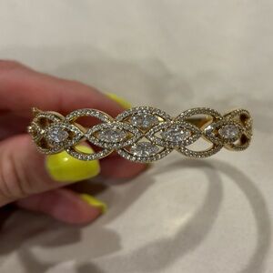 NADRI Hinge Bracelet - Gold with CZ detailing